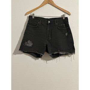 Old Navy Shorts size 8 Black Denim High Rise Slouchy Straight Cut offs Relaxed